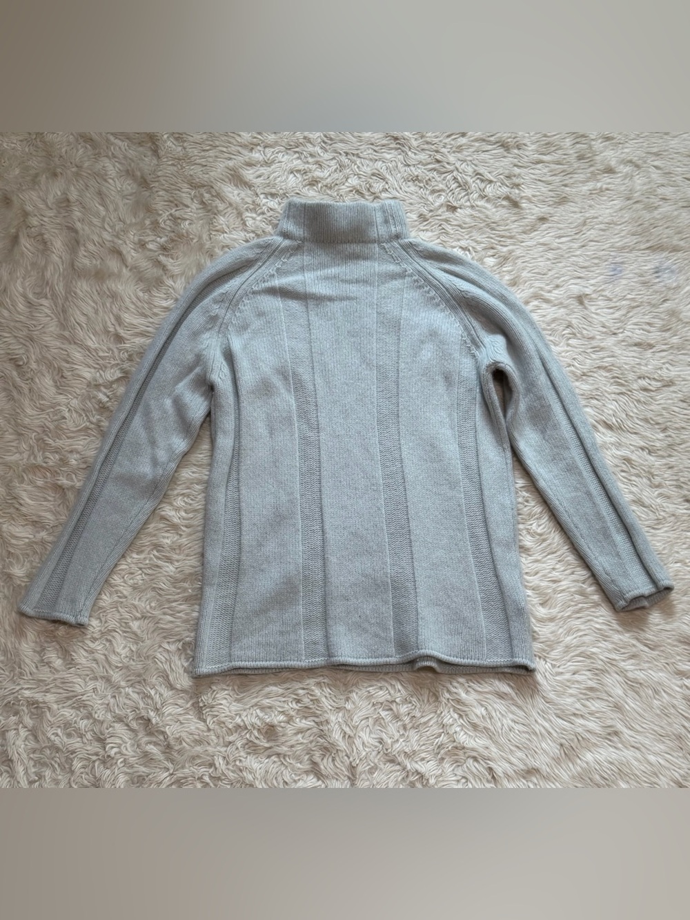 Clan Douglas 100% Cashmere Mockneck Sweater in Soft Sage Gray - Size Small